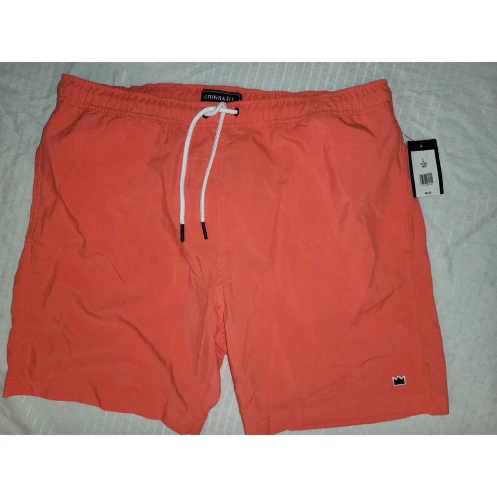 Crown & Ivy NWT Mens L‎  board / swimming / casual shorts: lined, neon pink